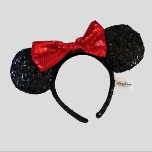 Disney Parks Authentic Sequin Black & Red Minnie Mouse Ears | Headband